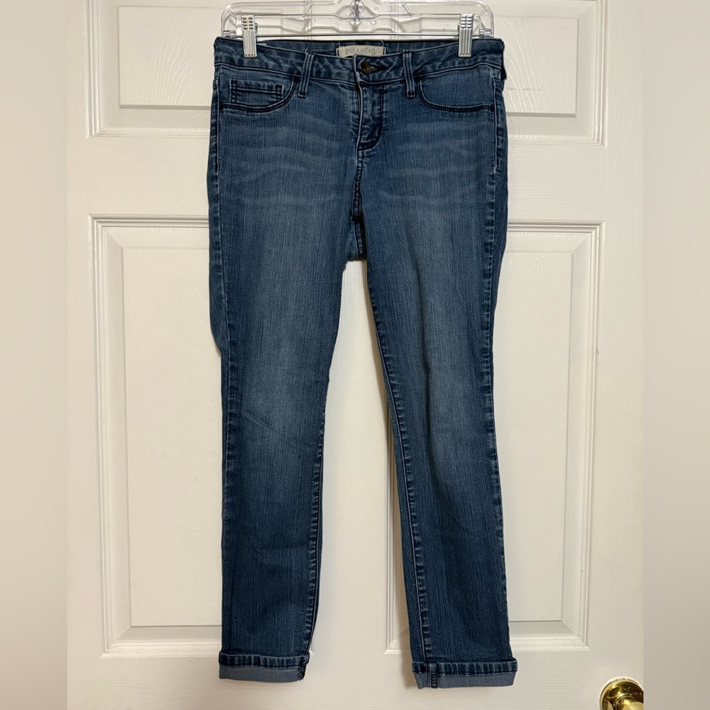 Bullhead Women's Blue Ankle & Cropped Jeans, Low Rise, Skinny, Y2K